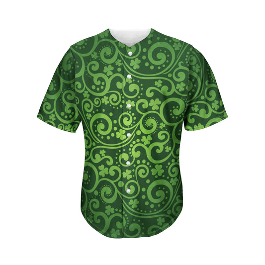 Green Irish Saint Patrick's Day Print Men's Baseball Jersey
