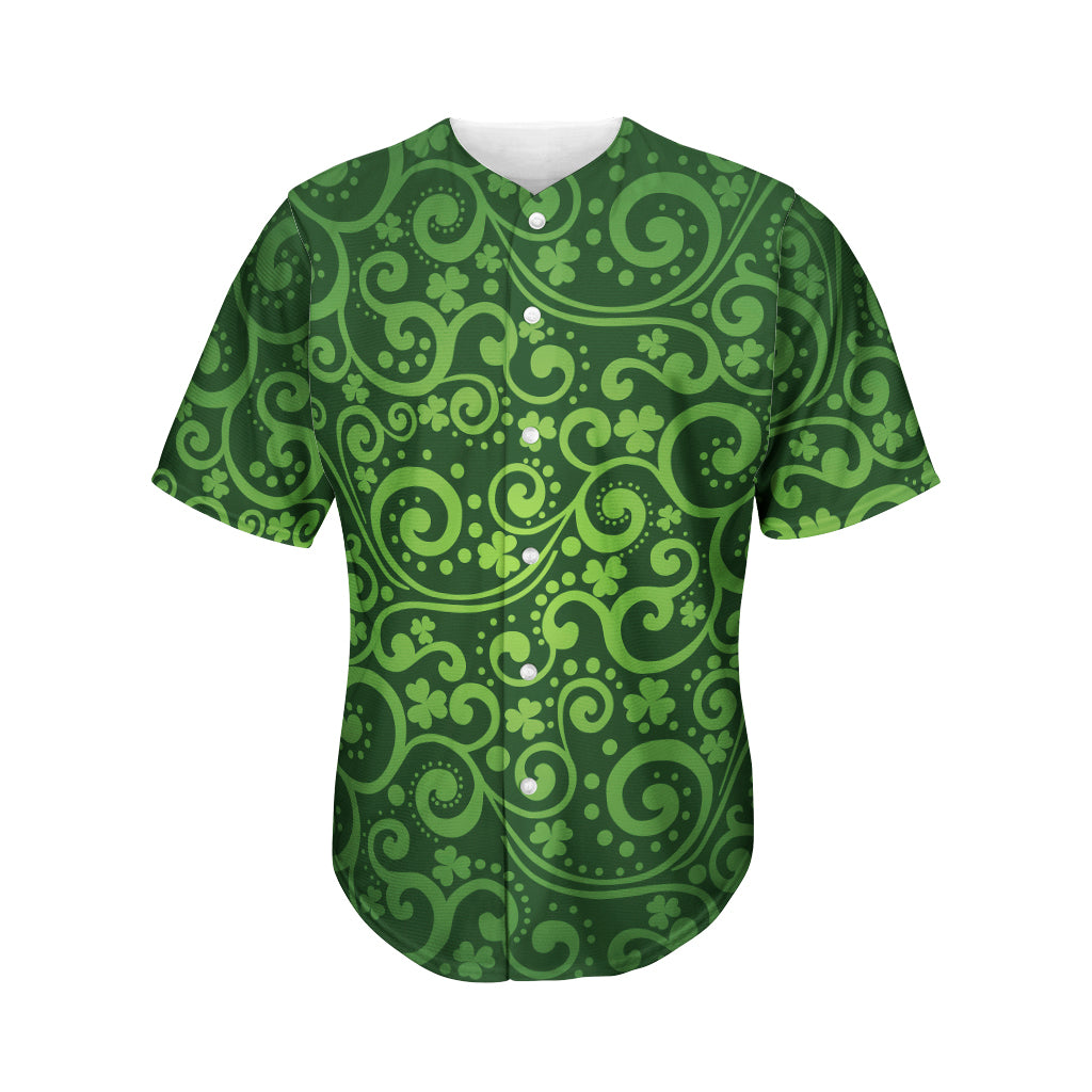 Green Irish Saint Patrick's Day Print Men's Baseball Jersey