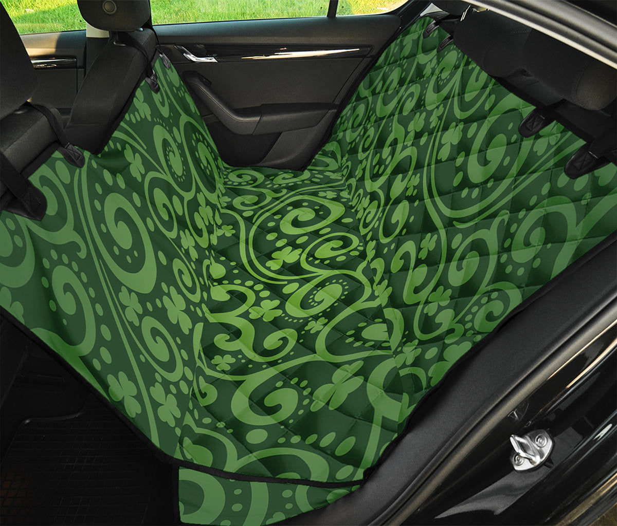 Green Irish Saint Patrick's Day Print Pet Car Back Seat Cover