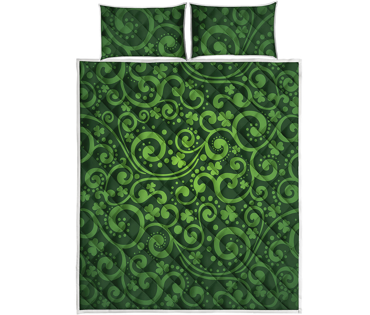 Green Irish Saint Patrick's Day Print Quilt Bed Set
