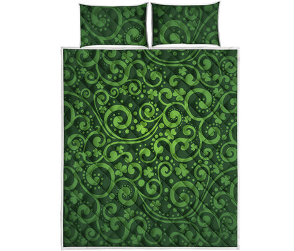 Green Irish Saint Patrick's Day Print Quilt Bed Set