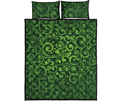 Green Irish Saint Patrick's Day Print Quilt Bed Set