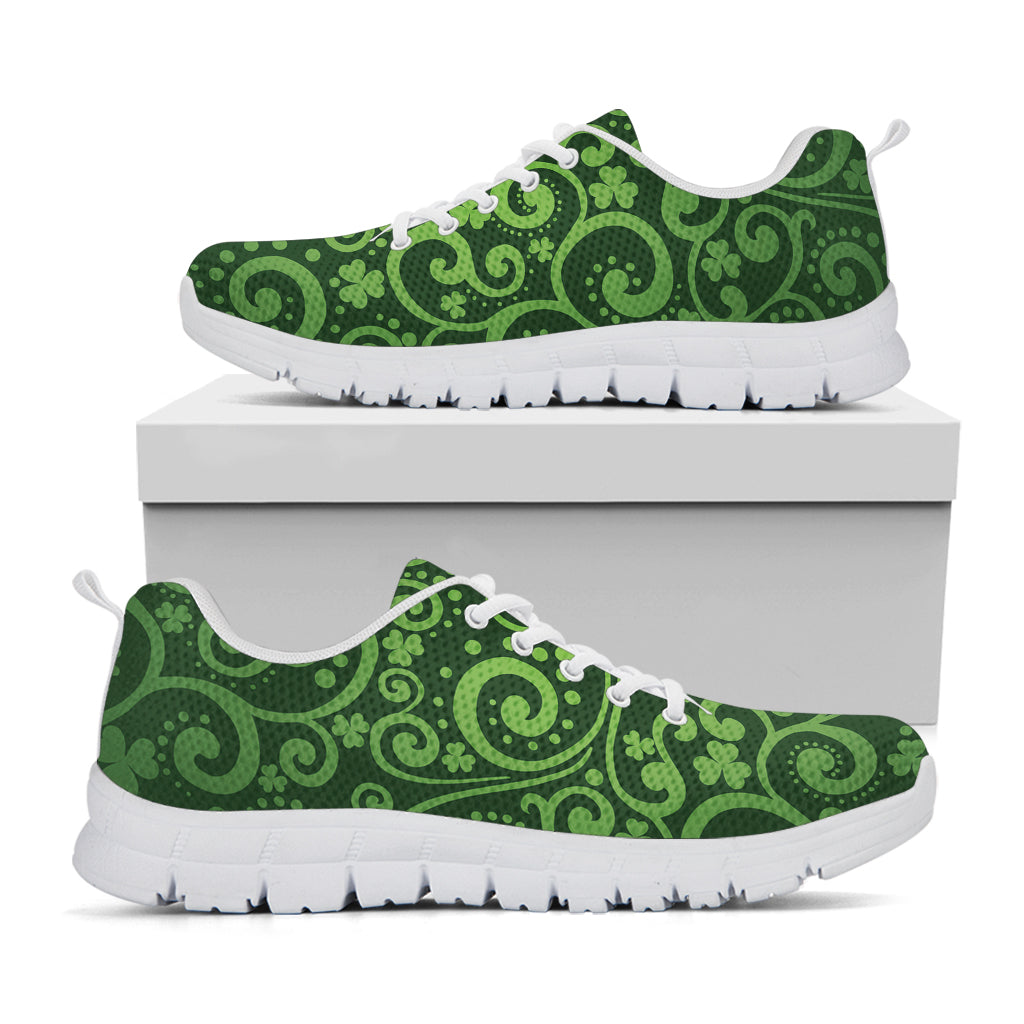 Green Irish Saint Patrick's Day Print White Sneakers