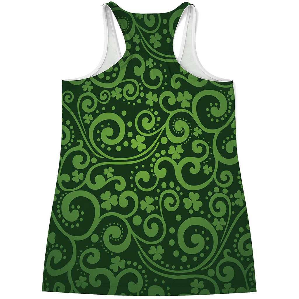 Green Irish Saint Patrick's Day Print Women's Racerback Tank Top