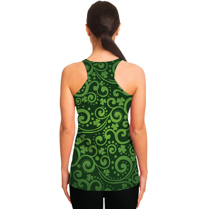 Green Irish Saint Patrick's Day Print Women's Racerback Tank Top