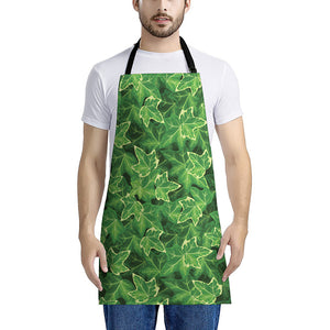 Green Ivy Leaf Pattern Print Apron