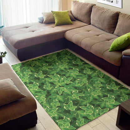 Green Ivy Leaf Pattern Print Area Rug