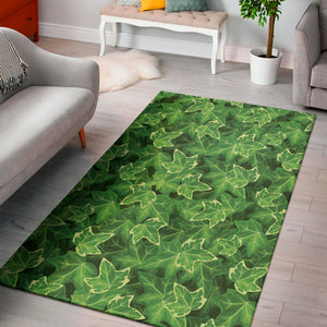 Green Ivy Leaf Pattern Print Area Rug