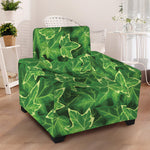 Green Ivy Leaf Pattern Print Armchair Slipcover