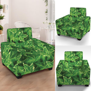 Green Ivy Leaf Pattern Print Armchair Slipcover