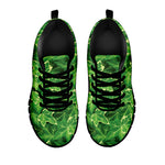 Green Ivy Leaf Pattern Print Black Sneakers