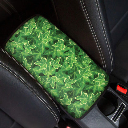 Green Ivy Leaf Pattern Print Car Center Console Cover