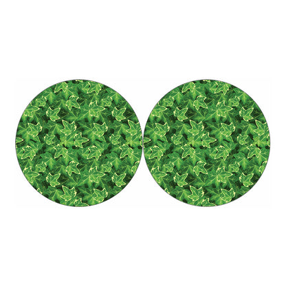 Green Ivy Leaf Pattern Print Car Coasters