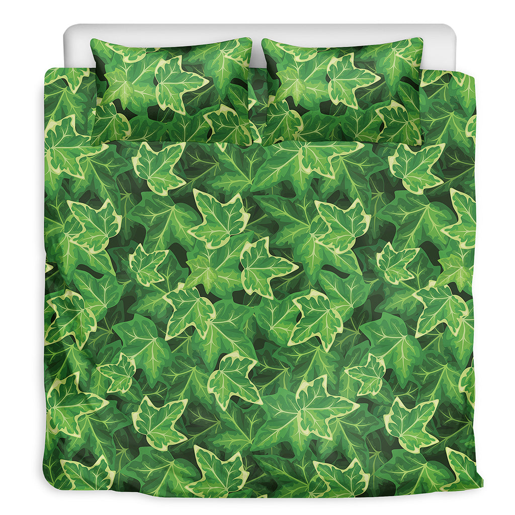 Green Ivy Leaf Pattern Print Duvet Cover Bedding Set