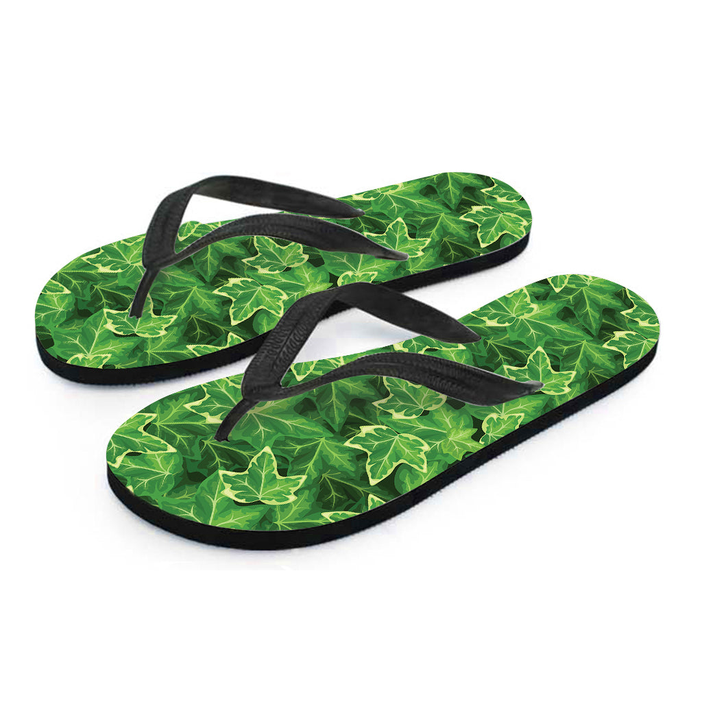 Green Ivy Leaf Pattern Print Flip Flops