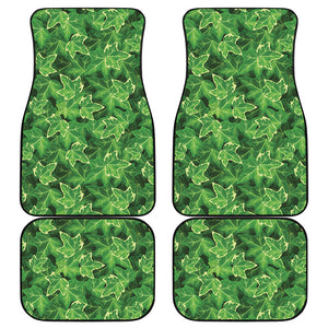 Green Ivy Leaf Pattern Print Front and Back Car Floor Mats
