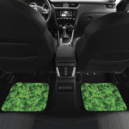 Green Ivy Leaf Pattern Print Front and Back Car Floor Mats