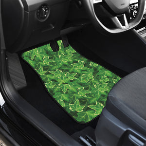 Green Ivy Leaf Pattern Print Front and Back Car Floor Mats
