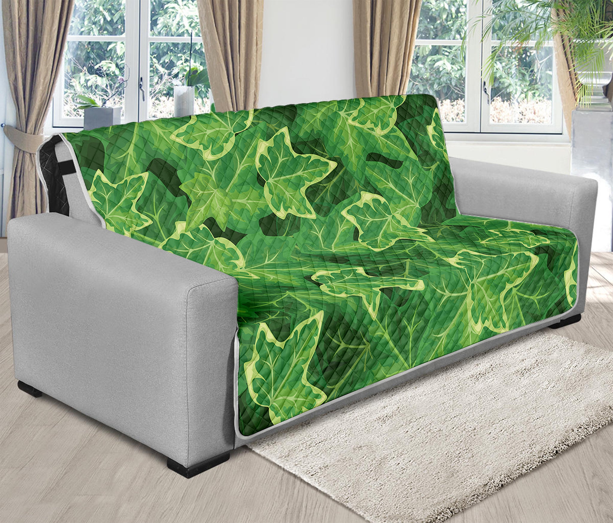 Green Ivy Leaf Pattern Print Futon Protector