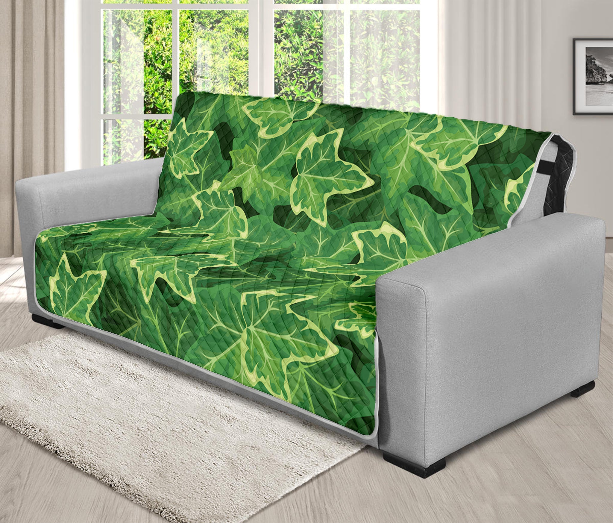 Green Ivy Leaf Pattern Print Futon Protector