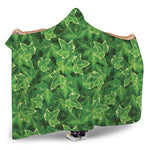 Green Ivy Leaf Pattern Print Hooded Blanket