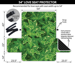 Green Ivy Leaf Pattern Print Loveseat Protector