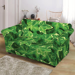 Green Ivy Leaf Pattern Print Loveseat Slipcover