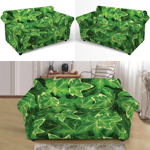 Green Ivy Leaf Pattern Print Loveseat Slipcover