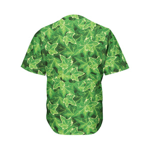 Green Ivy Leaf Pattern Print Men's Baseball Jersey
