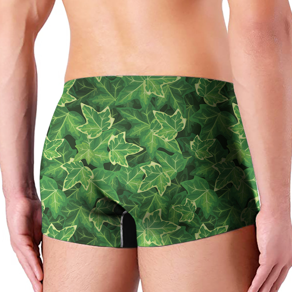 Green Ivy Leaf Pattern Print Men's Boxer Briefs