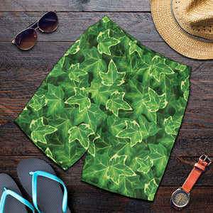 Green Ivy Leaf Pattern Print Men's Shorts