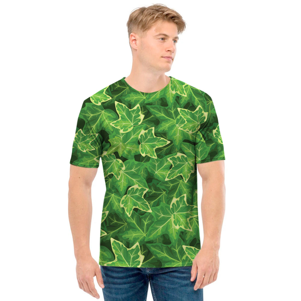 Green Ivy Leaf Pattern Print Men's T-Shirt