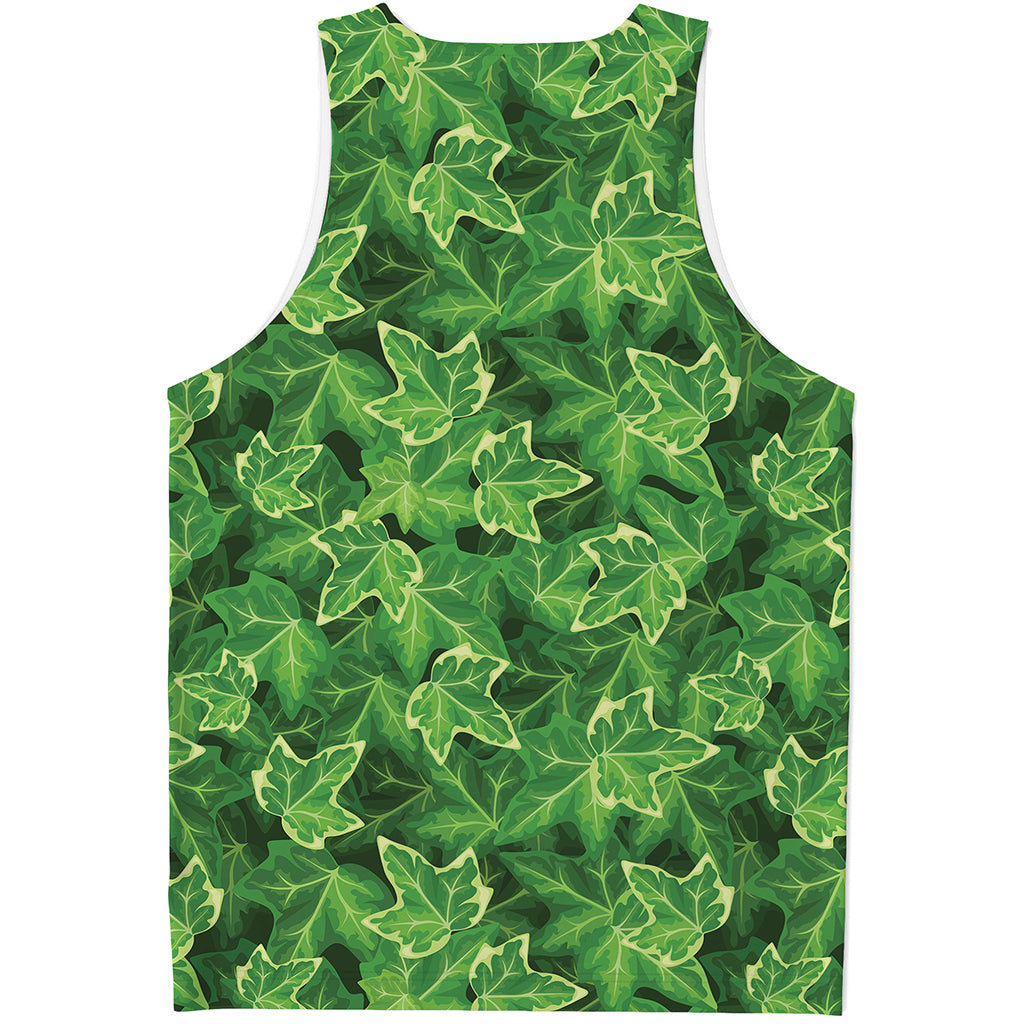 Green Ivy Leaf Pattern Print Men's Tank Top