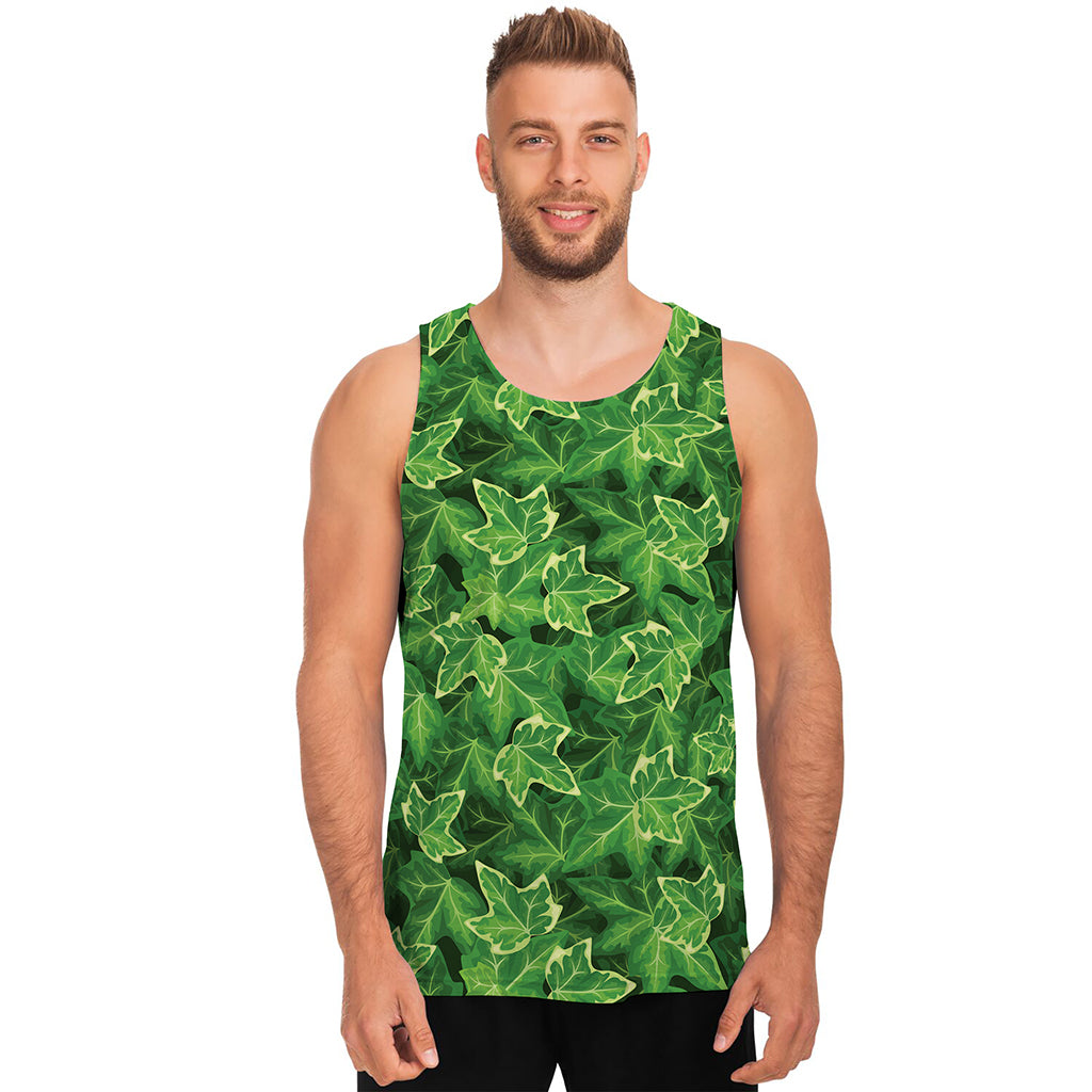 Green Ivy Leaf Pattern Print Men's Tank Top