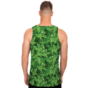 Green Ivy Leaf Pattern Print Men's Tank Top