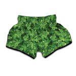 Green Ivy Leaf Pattern Print Muay Thai Boxing Shorts