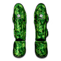 Green Ivy Leaf Pattern Print Muay Thai Shin Guards