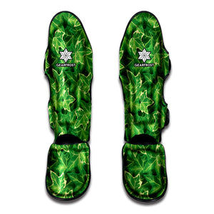 Green Ivy Leaf Pattern Print Muay Thai Shin Guard