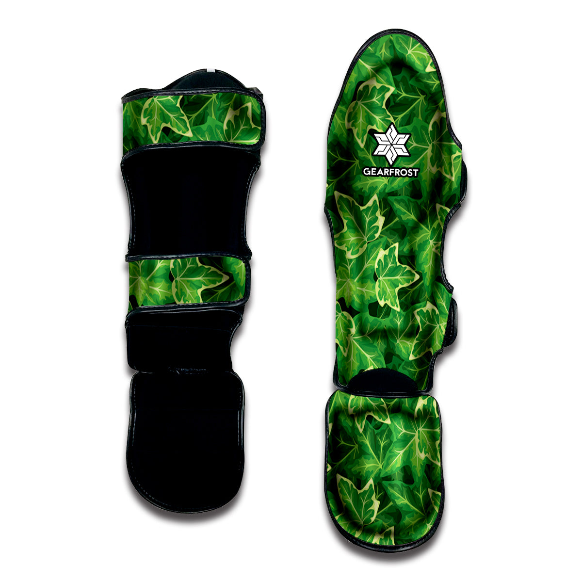 Green Ivy Leaf Pattern Print Muay Thai Shin Guard