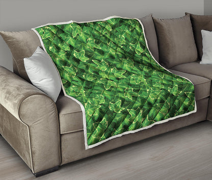 Green Ivy Leaf Pattern Print Quilt