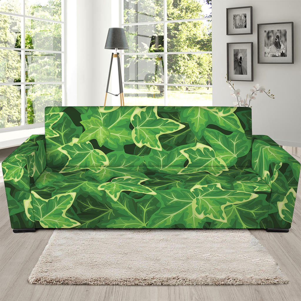 Green Ivy Leaf Pattern Print Sofa Slipcover