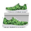Green Ivy Leaf Pattern Print White Running Shoes