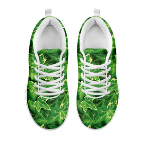 Green Ivy Leaf Pattern Print White Sneakers