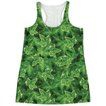 Green Ivy Leaf Pattern Print Women's Racerback Tank Top