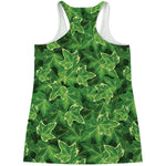 Green Ivy Leaf Pattern Print Women's Racerback Tank Top