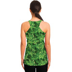 Green Ivy Leaf Pattern Print Women's Racerback Tank Top