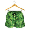 Green Ivy Leaf Pattern Print Women's Shorts