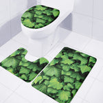 Green Ivy Leaf Print 3 Piece Bath Mat Set