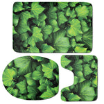 Green Ivy Leaf Print 3 Piece Bath Mat Set