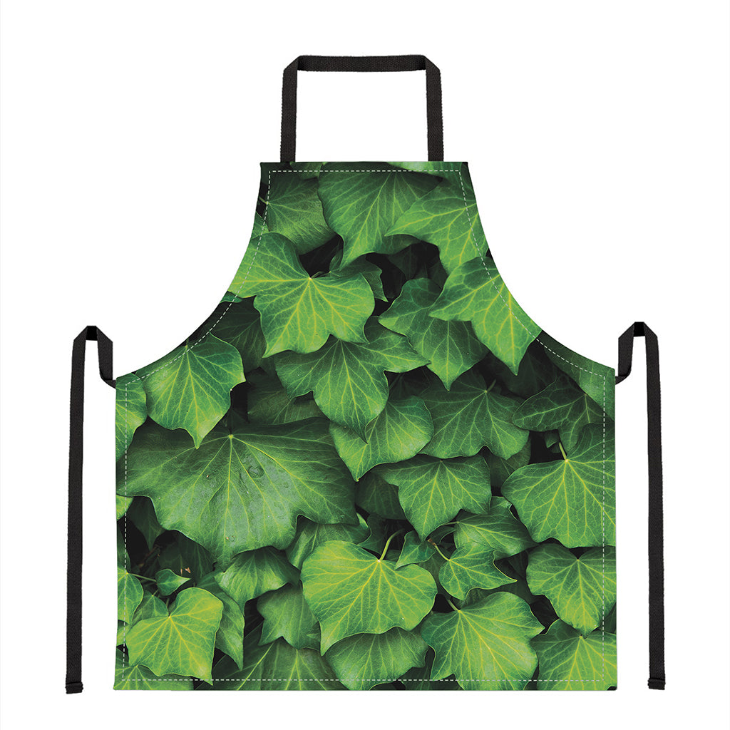 Green Ivy Leaf Print Apron